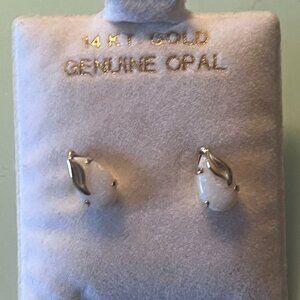 14K Gold Opal Teardrop Studs - Dainty & Minimalist